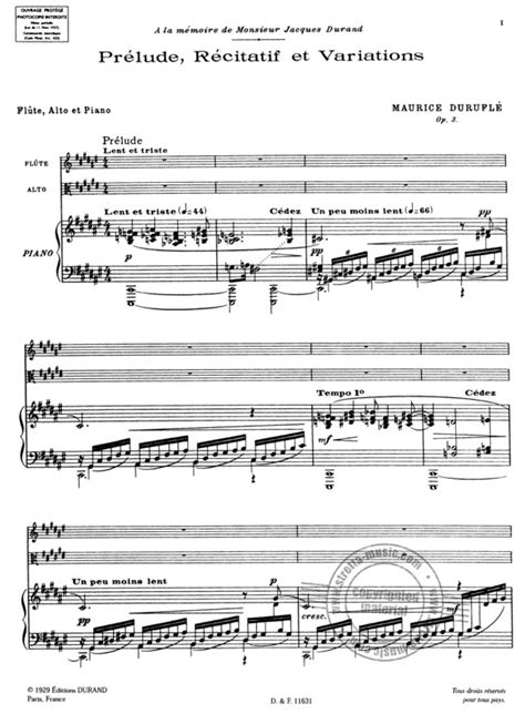  Prelude Recitatif Et Variations, Op. 3 by Maurice Duruflé
